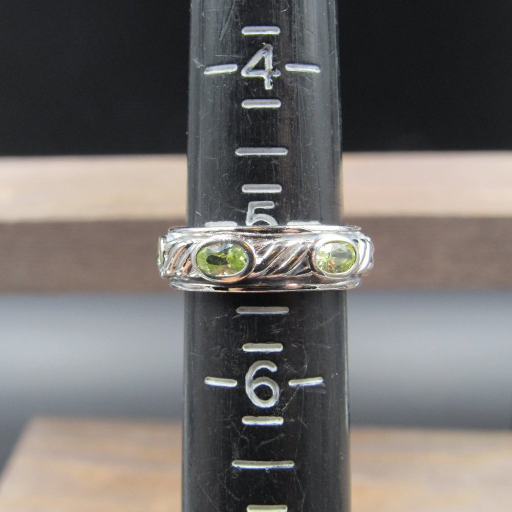 Size 5.25 Sterling Green Cubic Zirconia Ring - Picture 5 of 7